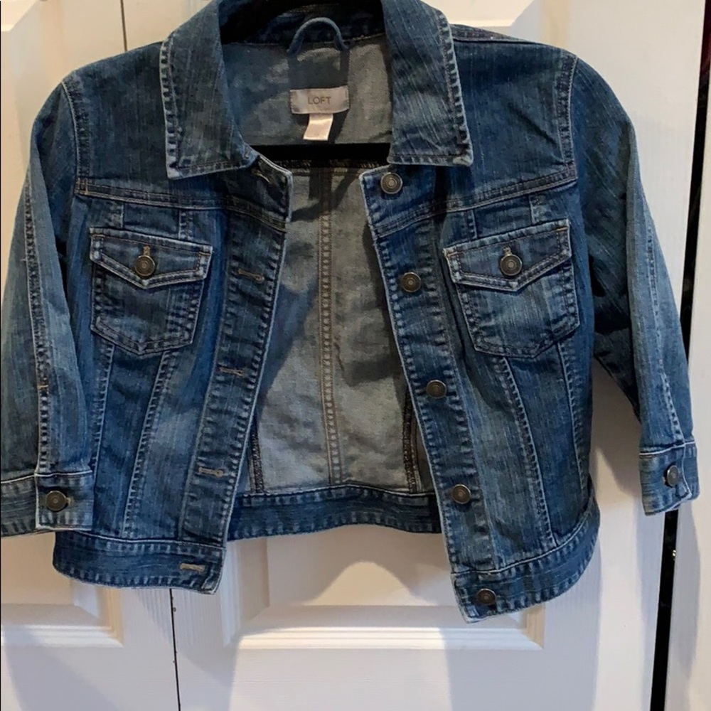 3/4 length medium wash denim jacket from loft